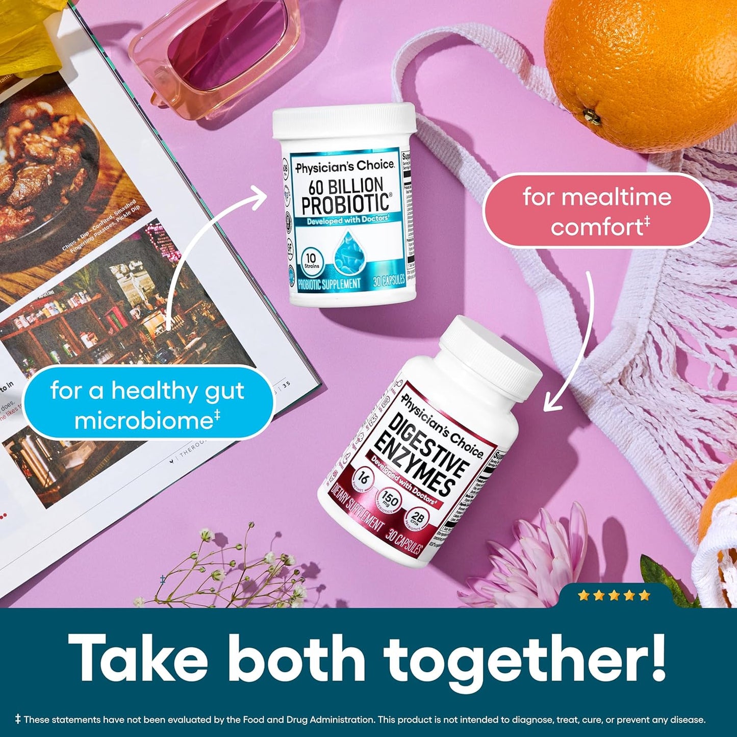 Physician's Choice Probiotics | 60 Billion CFU, 10 Strains + Organic Prebiotics | Digestive, Immune & Gut Health Support | 60 Capsules