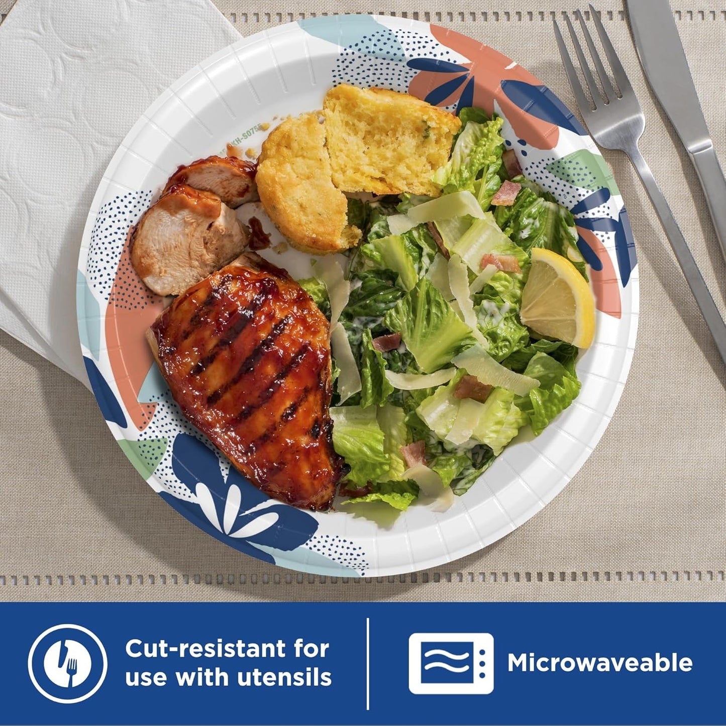 Dixie 10-Inch Large Disposable Paper Plates – 204 Count, 2X Stronger, Microwave-Safe