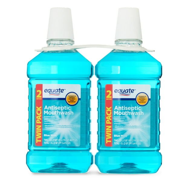 Equate Antiseptic Mouthwash Blue Mint Twin Pack - 2 x 1.5L (50.7 fl oz) - Antibacterial Oral Care, Fresh Breath & Plaque Control