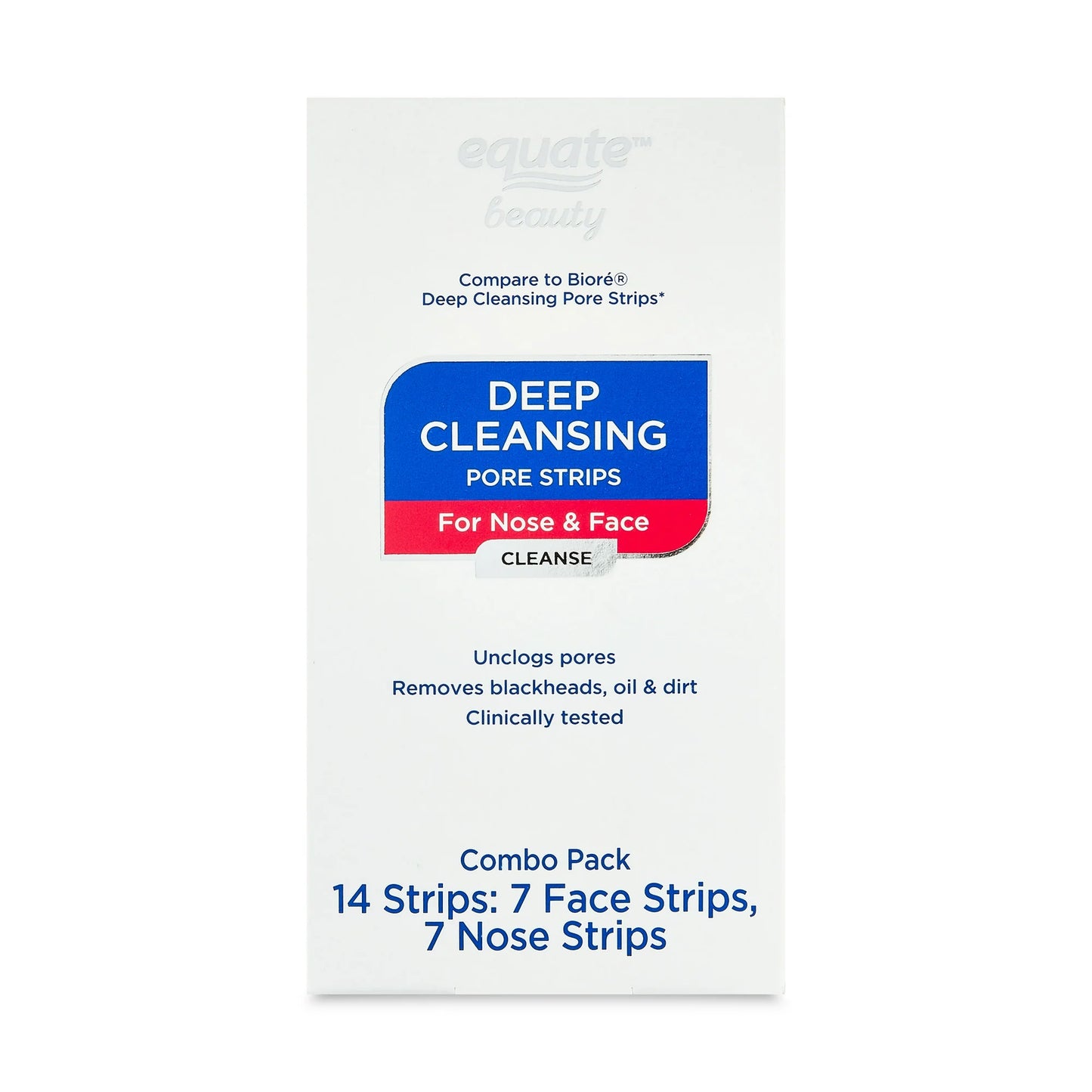 Equate Deep Cleansing Pore Strips for Nose & Face Combo Pack, 14 Count