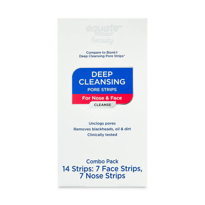 Equate Deep Cleansing Pore Strips for Nose & Face Combo Pack, 14 Count