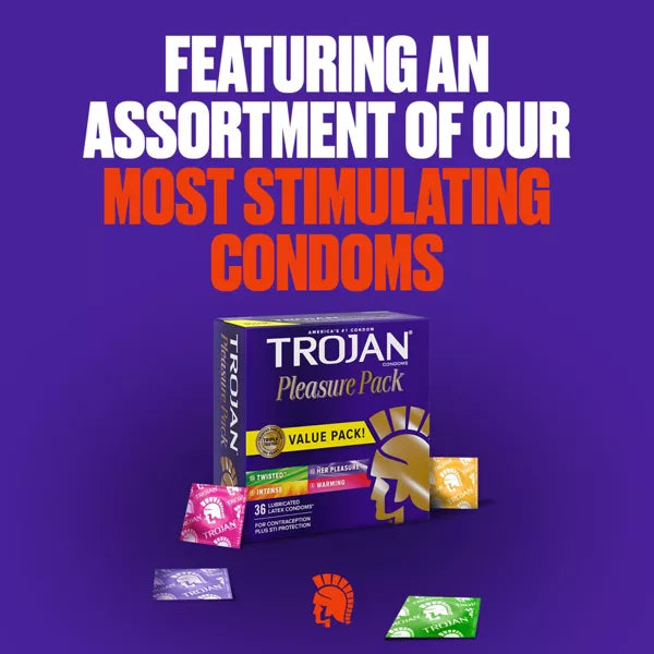 Trojan Pleasure Pack Assorted Lubricated Condoms - 36ct : Target