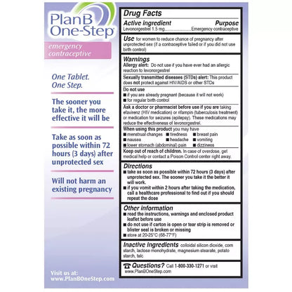 Plan B One-Step Emergency Contraceptive