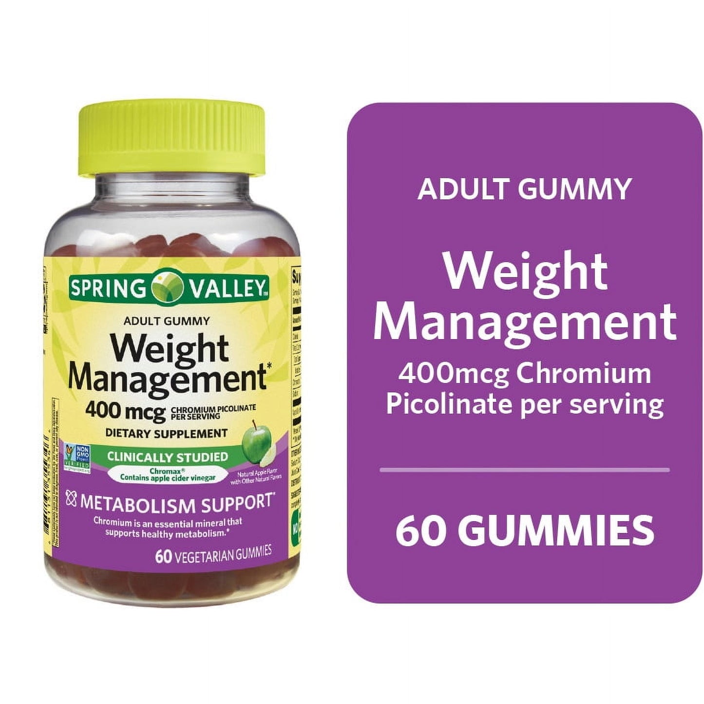 Apple Cider Vinegar Weight Management Gummies – 400mcg, 60 Count