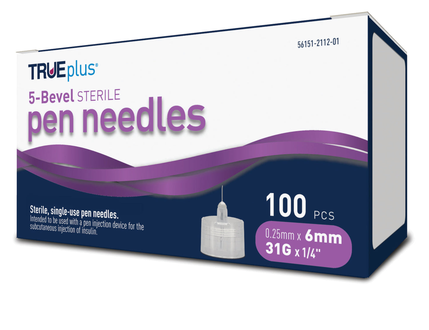 TRUEplus 5-Bevel Pen Needles 31G 6mm 100ct