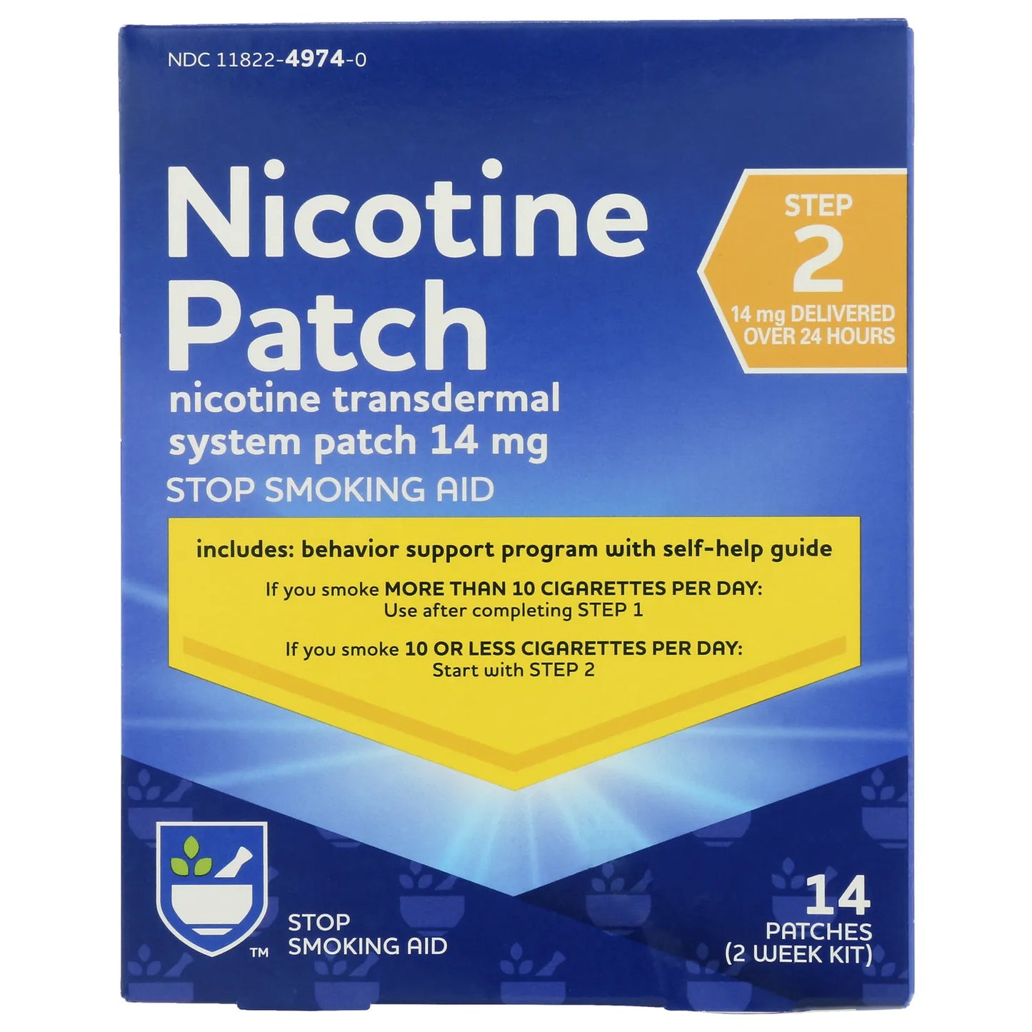 Rite Aid Nicotine Transdermal System Patch - Step 2, 14mg, 14 ct